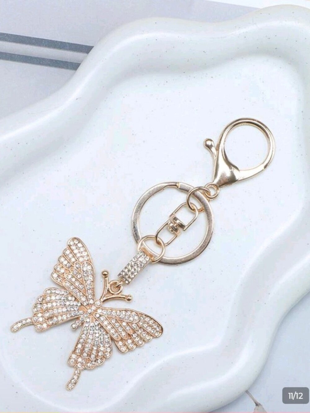 Gold Butterfly Crystal Keychain Pendant - Women Accessories